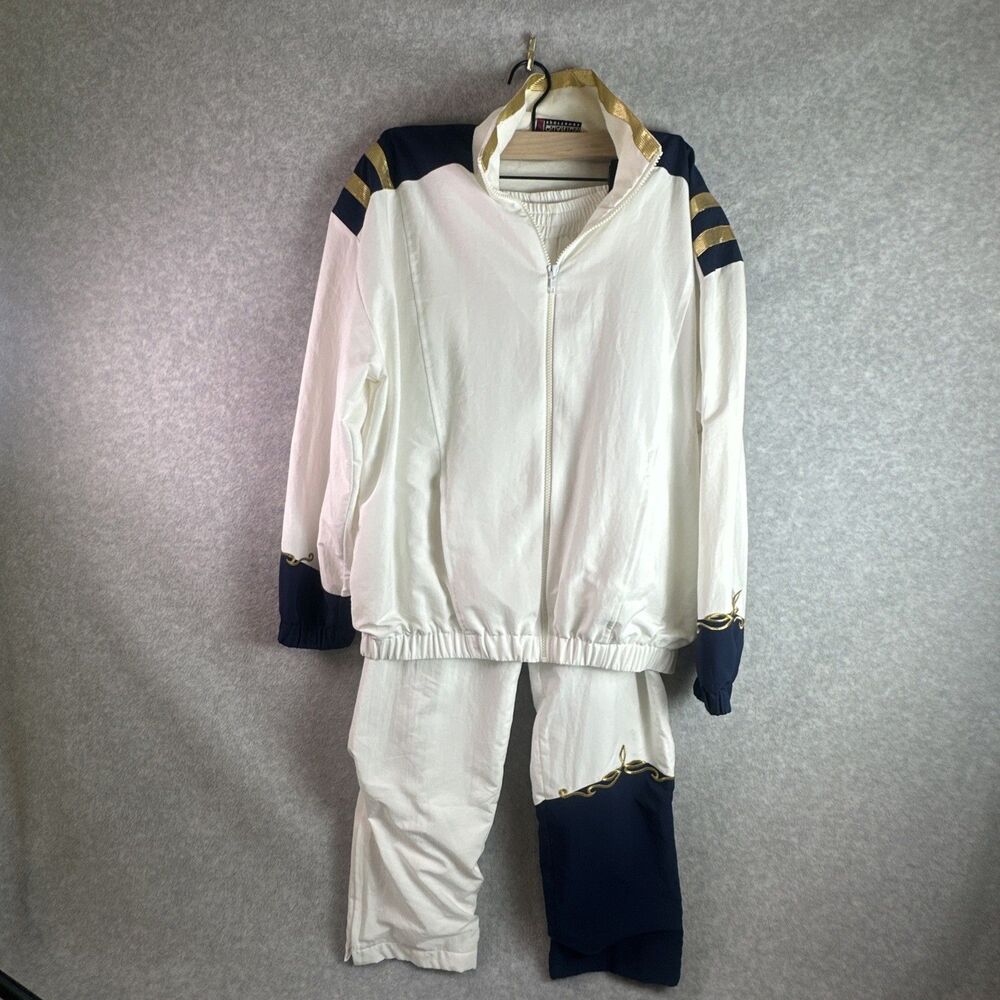 Vintage Maritime Sailor Nautical Track Suit Navy Blue White Gold Men's M Cosplay